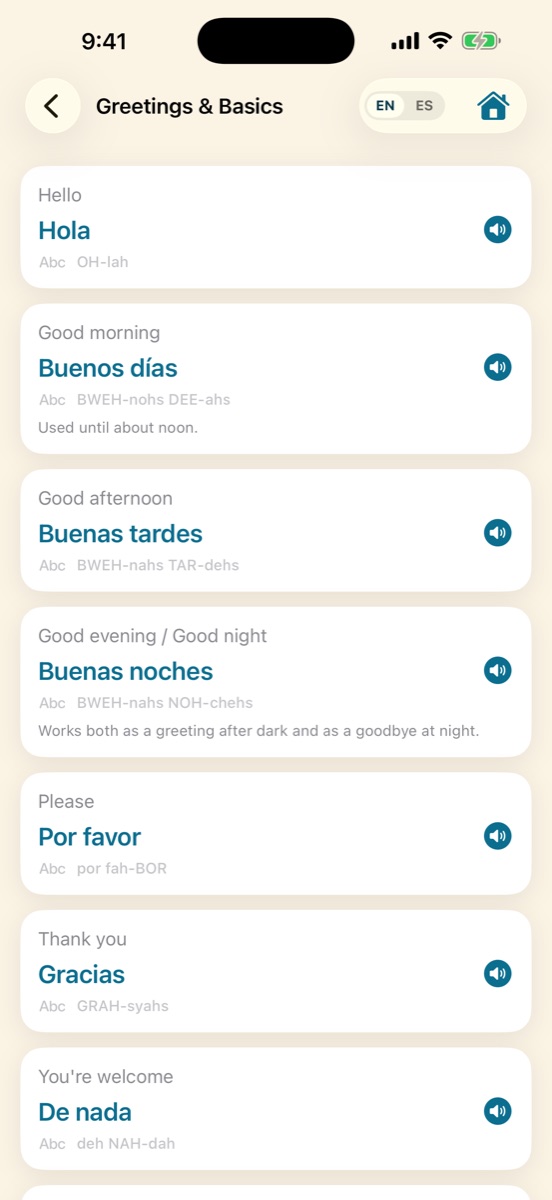 Quick Spanish phrases