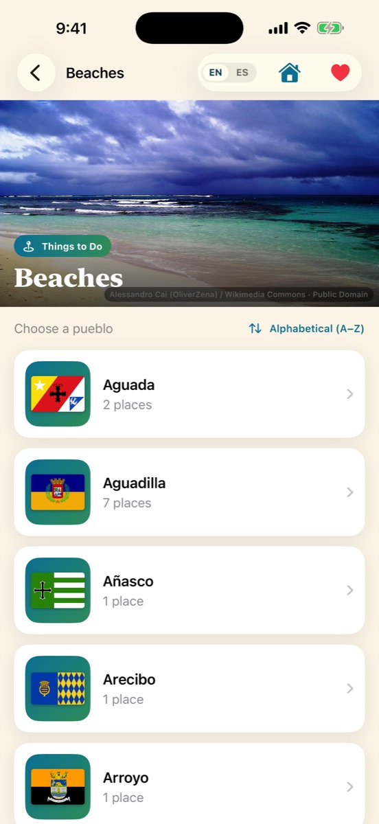 Beaches and places